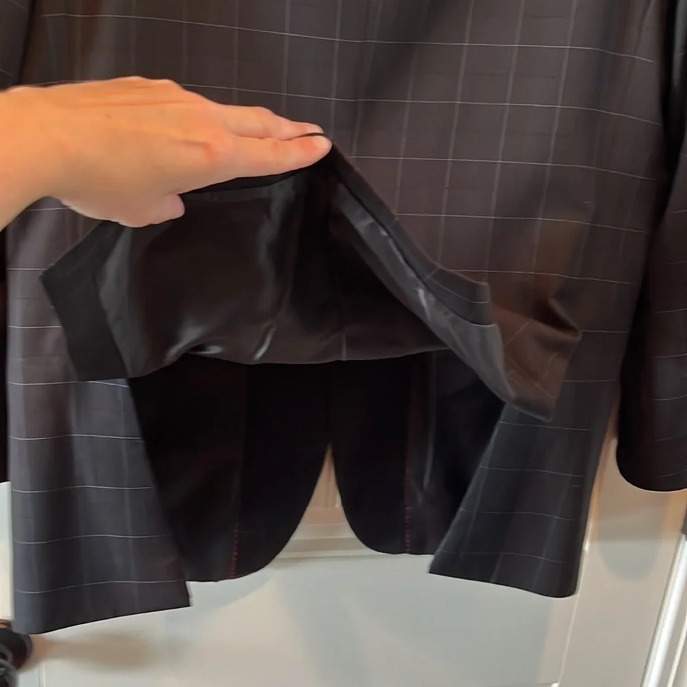 CERUTTI 1881 Italian suit jacket dark gray/ black blue windowpane tag Italian 52